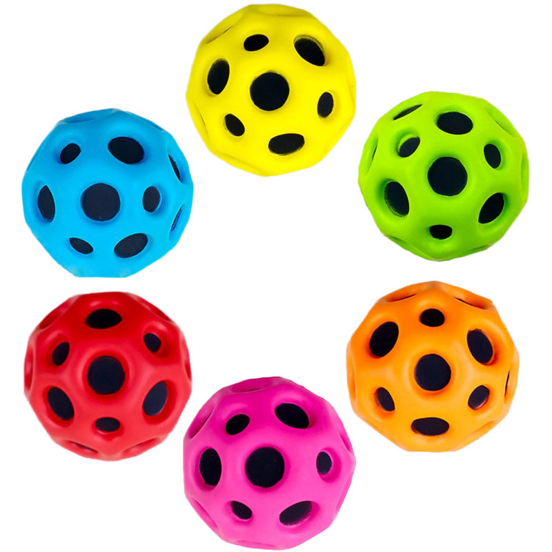 Hole ball soft bouncy ball anti-fall moon shape porous bouncy ball children's toy for indoor and outdoor ergonomic design