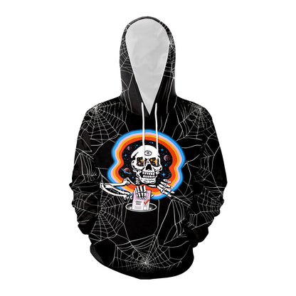 Casual Halloween sweatshirt with skull hood for women &amp; men