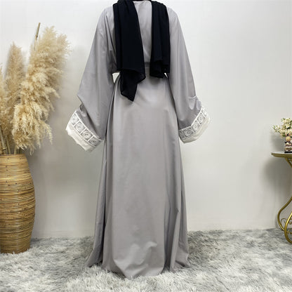 Fashionable patchwork lace Muslim robe for women