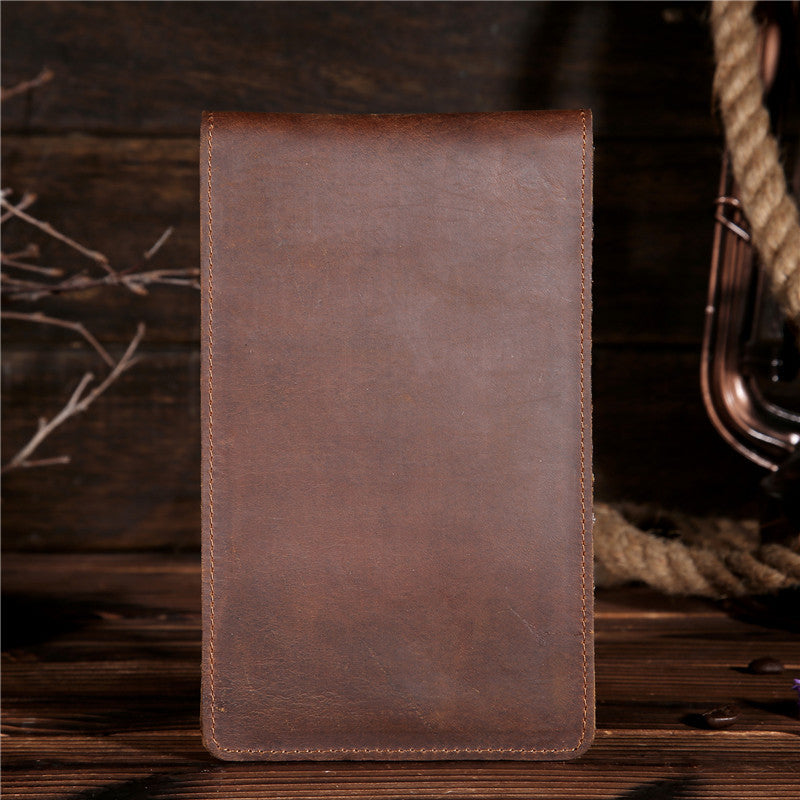 Men's Long Mobile Phone Bag Money Bag Head Layer Cowhide Crazy Ma Card Bag Wallet Card Clip Large Card Clip Thin