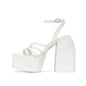 Solid color square toe platform high heel sandals