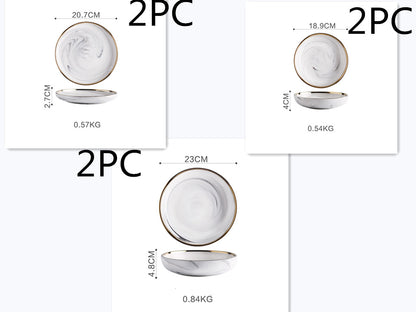 Marble tableware bowls plates rice