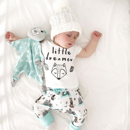 Neugeborenes Baby-Kleidungsset T-Shirt Oberteile und Hosen Outfits für kleine Jungen und Mädchen