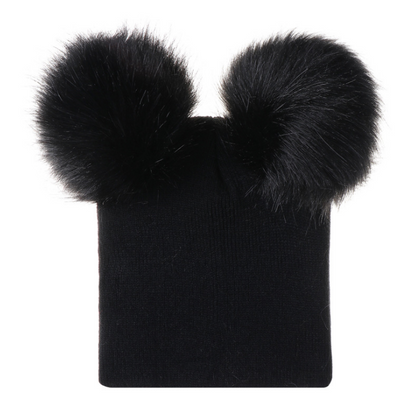 Mikkie Fur Hat Two-Ball Knitted Hat for Kids