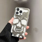 Luxuriöse 3D-Schädel-Handyhülle mit Überzug für I-Phone 14 Pro Max 13 12 11 Plus atmungsaktiv glänzend ausgehöhlt Gold-Metallic-Lack