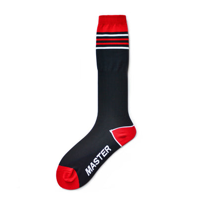 Gestreifte High-Tube-Fußballsocken aus Nylon für sportliche Haltbarkeit