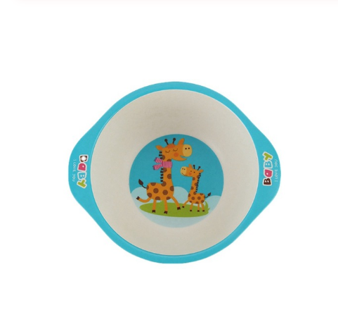 Kids Baby Natural Bamboo Fiber Bowls Cartoon Animal Dishes Baby Feeding Tableware Children Infant Toddler Portable Plates