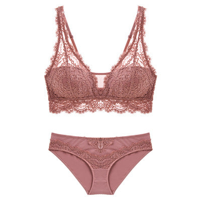 Laceless Bra Ruched Lace Bra Set