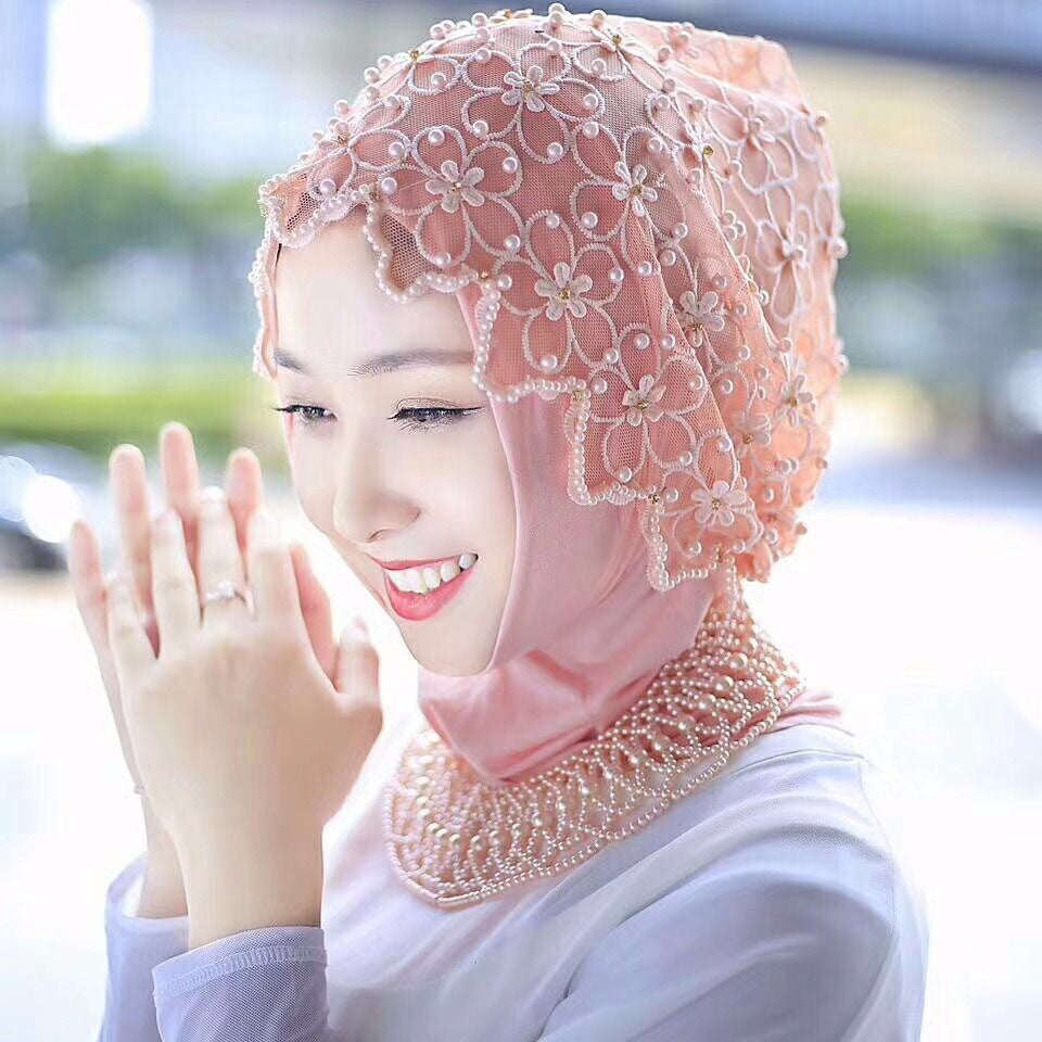 new Muslim hijab chiffon pearls scarf