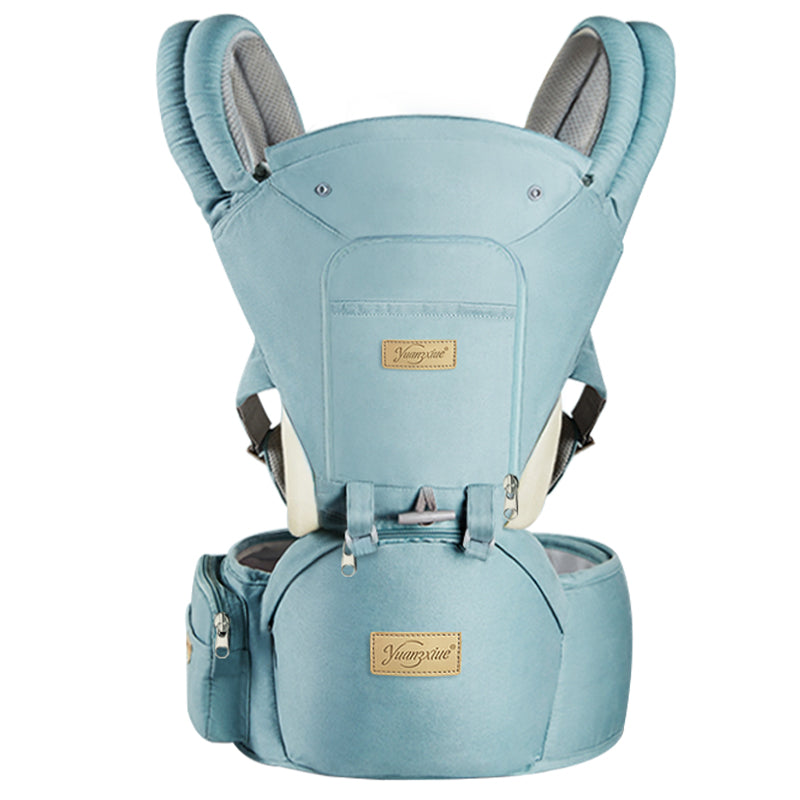 Baby carrier in front. Hold the baby while sitting on the lumbar stool
