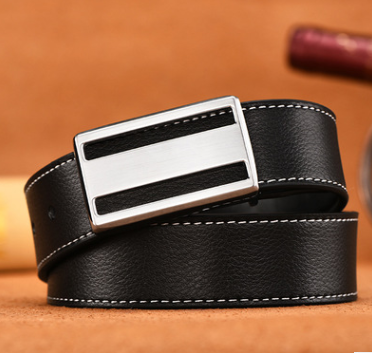 Men's belt with smooth buckle fashionable business belt two layer leather belt