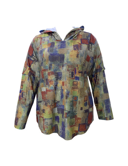 Women's Fashion Casual Print Long Sleeve Lapel Hoodie