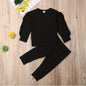 Newborn Baby Boys Girls Ruffle Jumper Solid Long Sleeve Sweatshirt Tops Pants Infant Kids 2Pcs Outfits Clothes Set Autumn Clothing