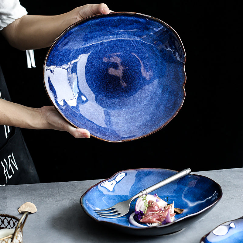 Western dishes household ceramics irregular flat plates