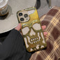 Luxury 3D Skull Phone Case Cover For I-Phone 14 Pro Max 13 12 11 Plus Breathable Shiny Hollow Out Gold Metallic Paint