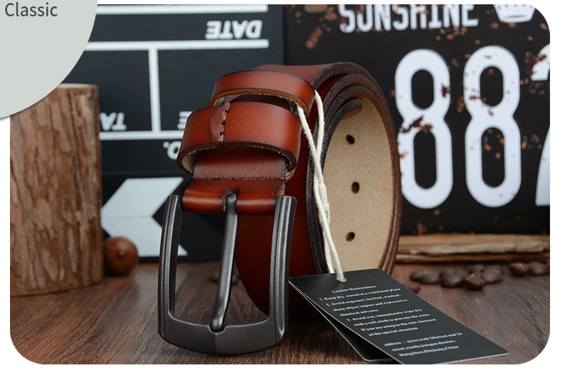 Leather belt with dynamic buckle