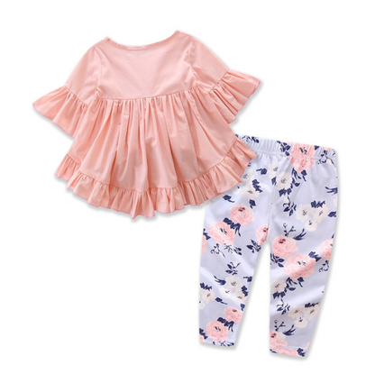 Kleinkind Kinder Baby Mädchen Outfits Kleidung Sets Baumwolle T-shirt Top Kurzarm Hosen Blume 2PCS Kleidung Set