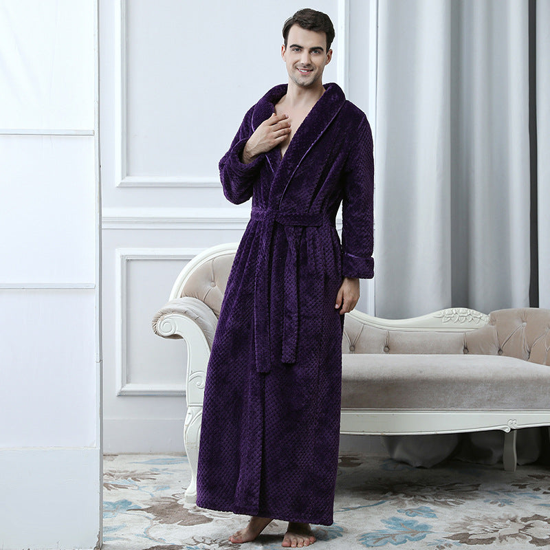 Velvet bathrobe with thick waist