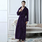 Velvet bathrobe with thick waist