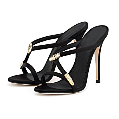 Black stiletto heel sandals