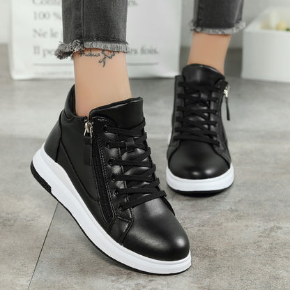 Black leather shoes Korean board shoes