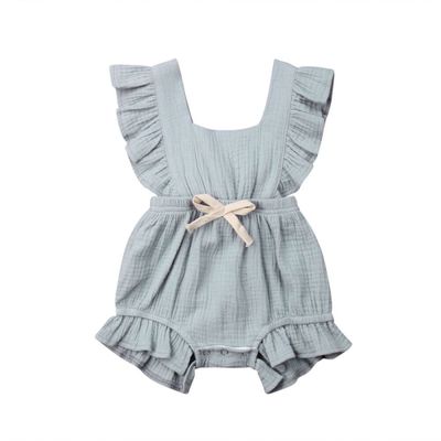 Baby dress with lotus leaf lace sleeves and bow