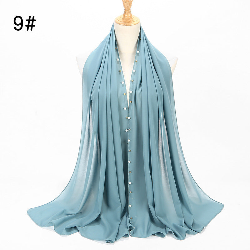 Chiffon nail pearl scarf