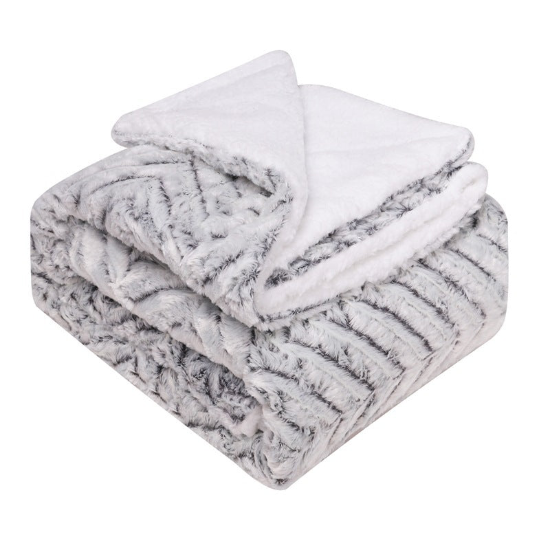 Thickened flannel lambswool composite double blanket leisure blanket gift blanket