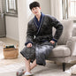 Winter Men's Bathrobe Terry Cloth Bathrobe 3-Layer Flannel