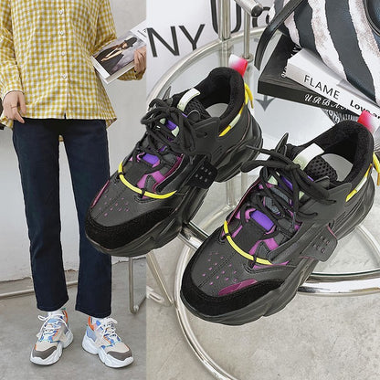 Casual lightweight student platform sneakers for women