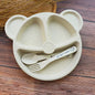 Baby Bowl Spoon Fork Feeding Food Tableware Cartoon Panda Children Dishes Baby Eating Dinnerware Set Anti-hot Training Bowl Spoon