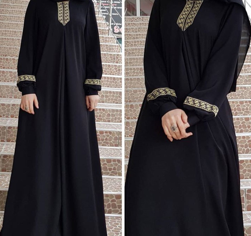 Frauen Plus Size Print Abaya Jilbab Mulimische Maxi Kleid