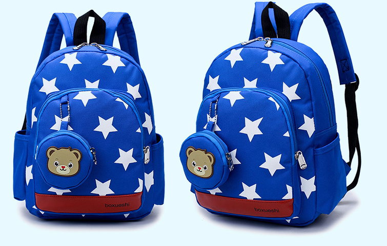 A small bear kindergarten bag with double shoulder strap