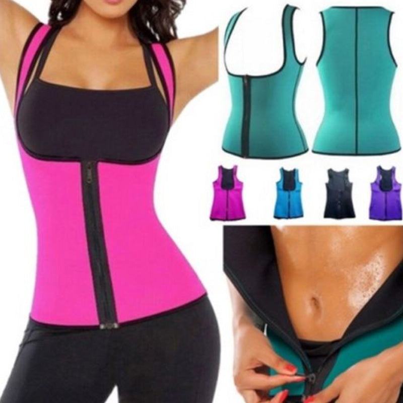 Women's Zip Up Sports Waist Cincher with Moisture Wicking Vest