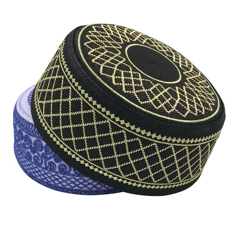 Muslim Hats Cotton Embroidery Islamic Men Prayer Arabic Clothing Caps