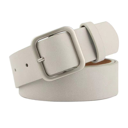 Leather belt with belt buckle