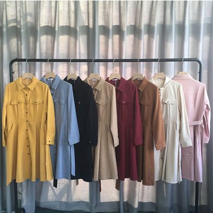 Women's fashion temperament long sleeve shirt dress