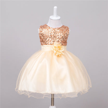 Baby-Paillettenkleid Blumenmädchen-Hochzeits-Prinzessinnenkleid