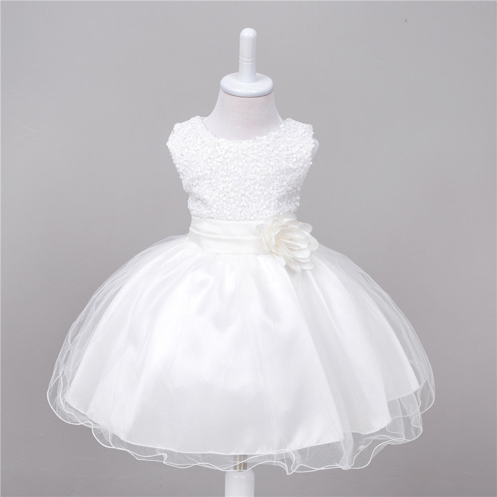 Baby-Paillettenkleid Blumenmädchen-Hochzeits-Prinzessinnenkleid