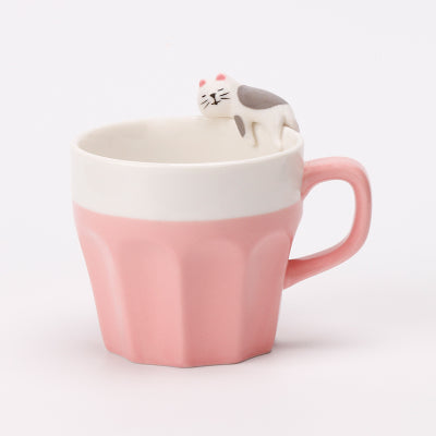 Minimalist ceramic coffee cartoon milk sleep water spoon spoon lovers mug