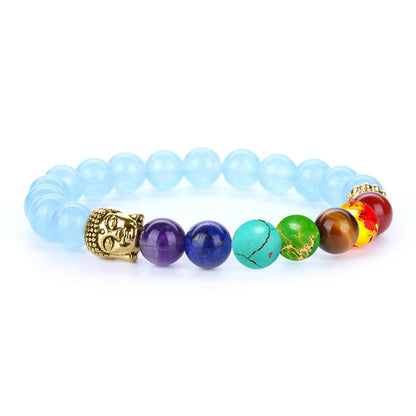Natural Lava Stone Bracelet with 7 Colors Amethyst Tiger Eye