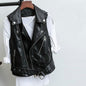 Women's short vest sleeveless PU leather vest