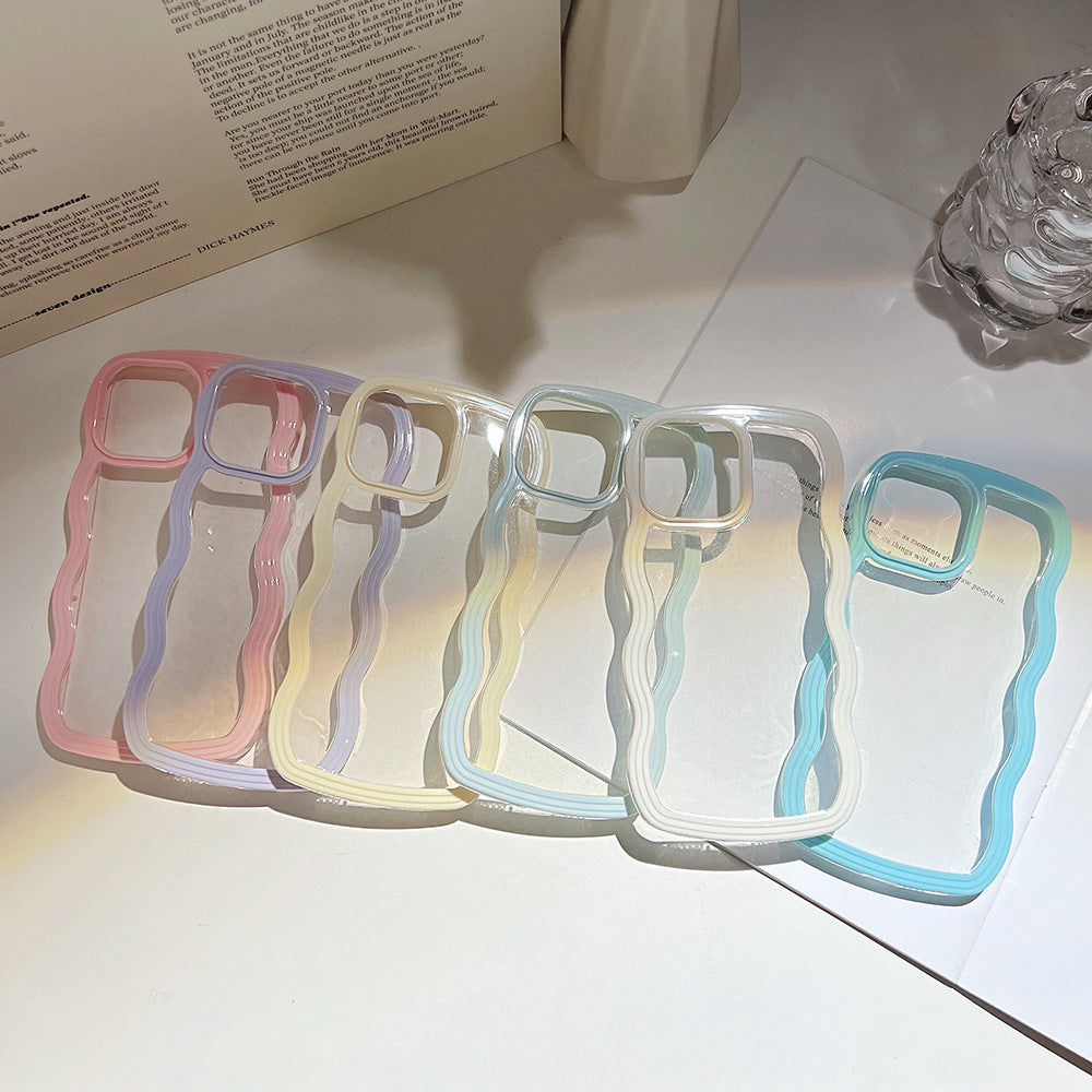 Cell phone case with wavy edge solid color simple candy color