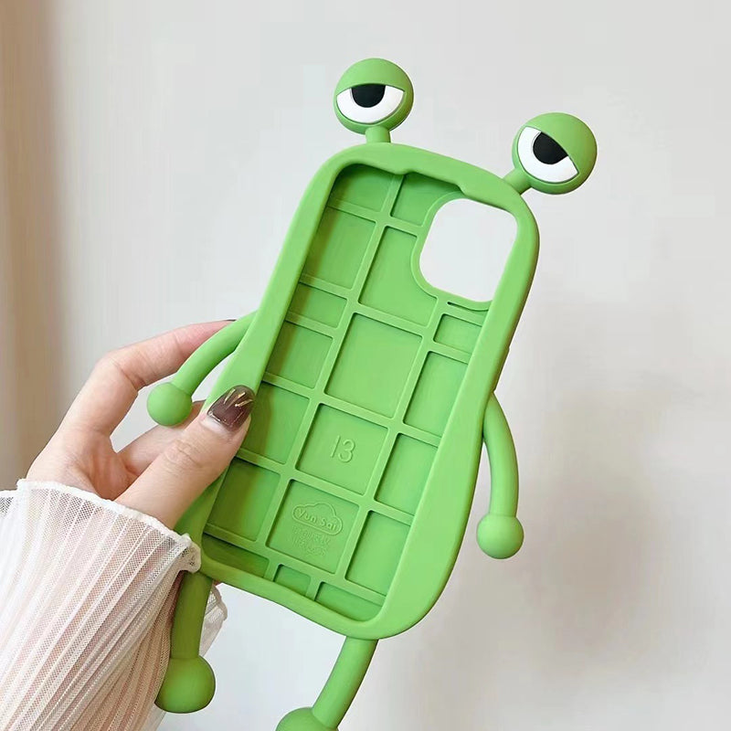 Lustige Silikon 3D Frosch Handyhülle für IPhone 14 13 11 12 Pro Max XS XR X 7 8 Plus SE Cartoon Niedliche stoßfeste Stoß stangen abdeckung