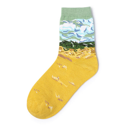 Personalized women's mid-length socks made of pure cotton