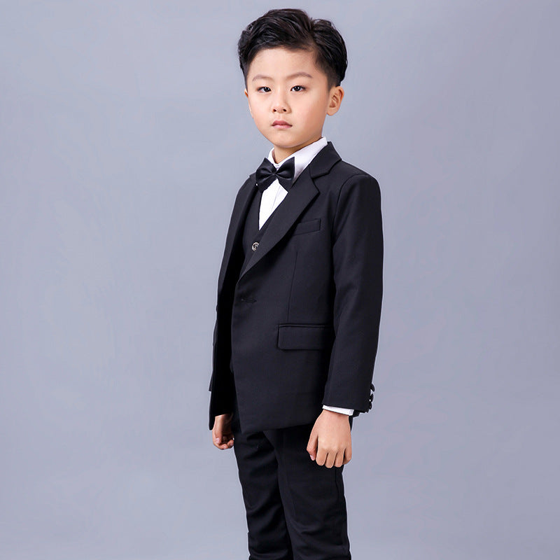 Schwarzer Anzug für Kinder Jungenanzug Blumenmädchenanzug Hochzeitsshow