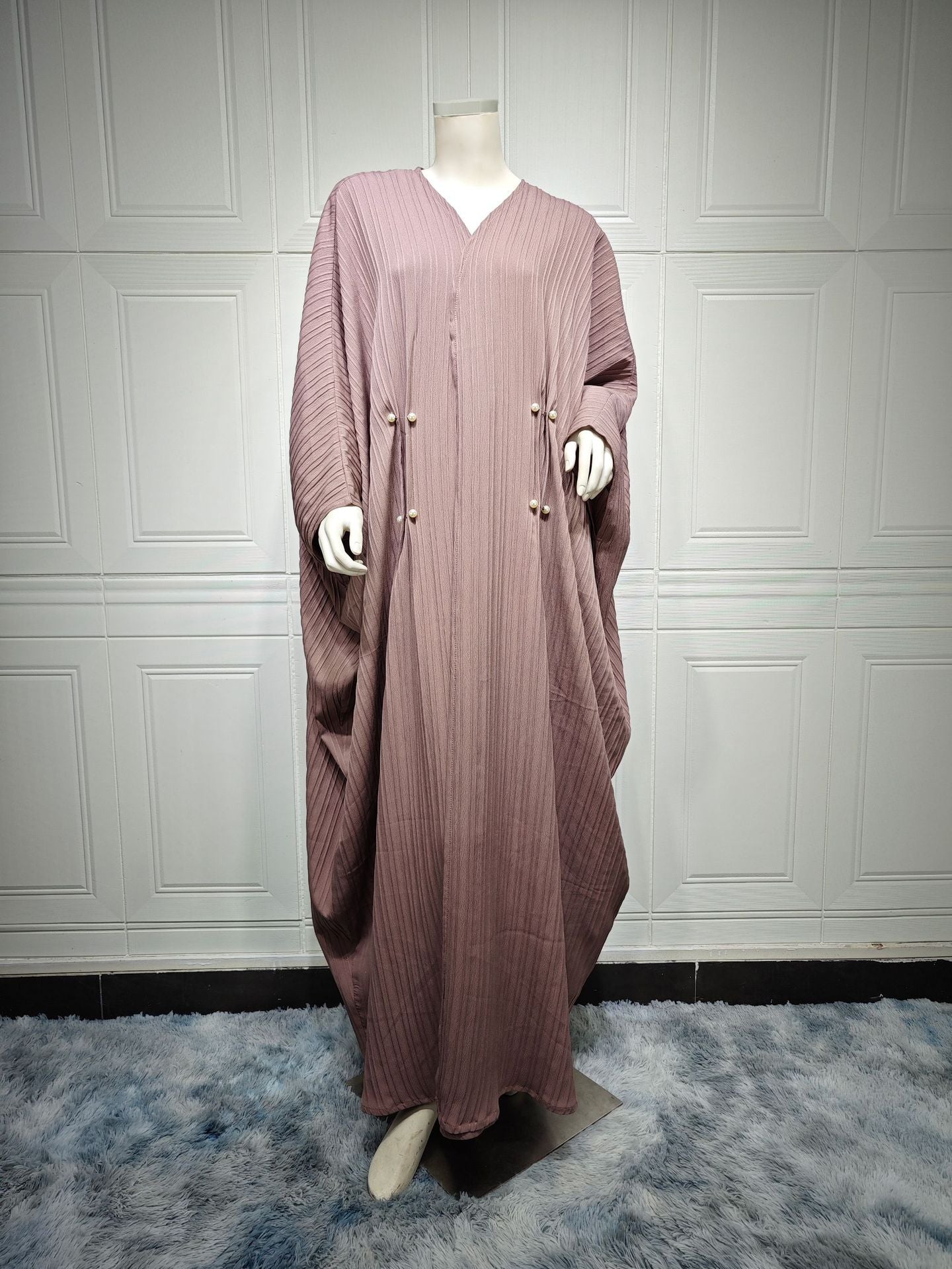 Muslim Women's Clothing Modest Modern Fashion Turkish Striped Casual Plus Size Abaya Cardigan Robe