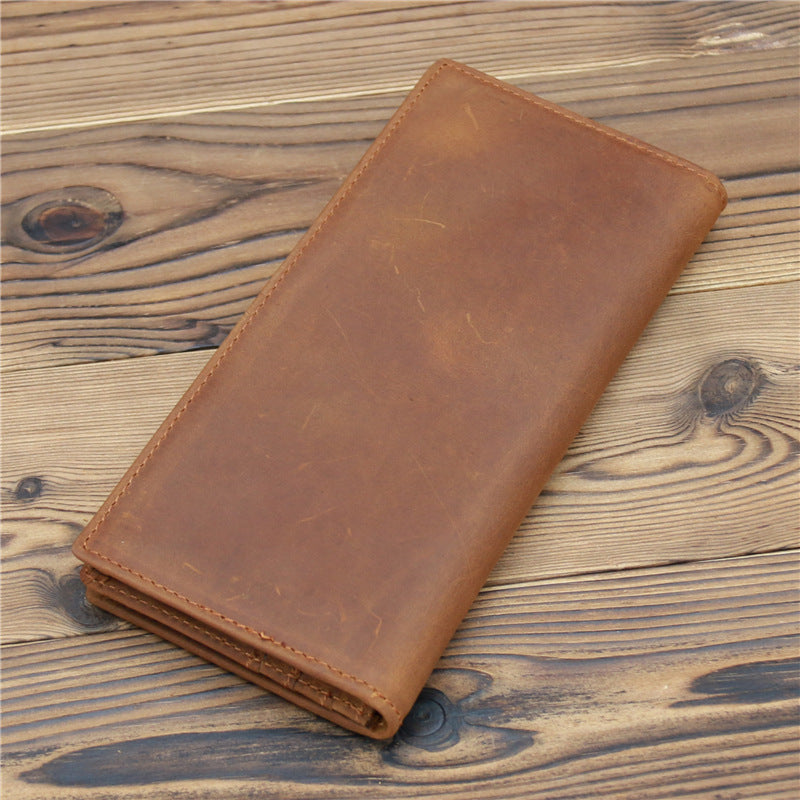 Retro wallet made of pure first layer cowhide leather