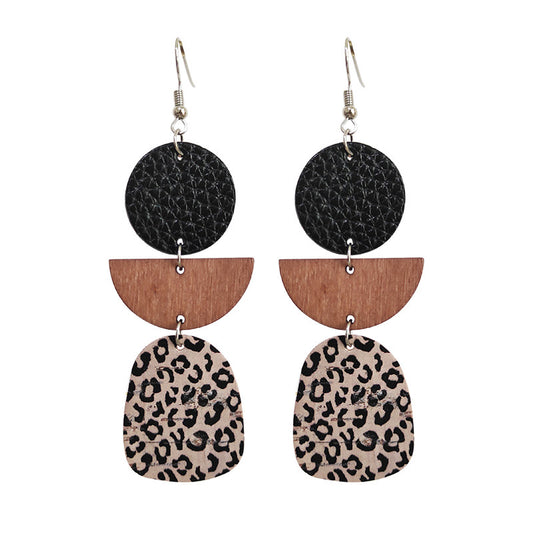 Fashion simple geometric cowhide earrings