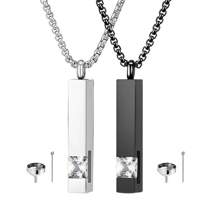 Simple geometric couple zircon perfume necklace